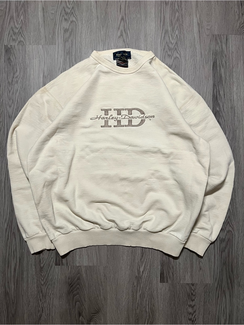 Harley Davidson vintage 90s crewneck sweater embroidery logo spell out Medium 